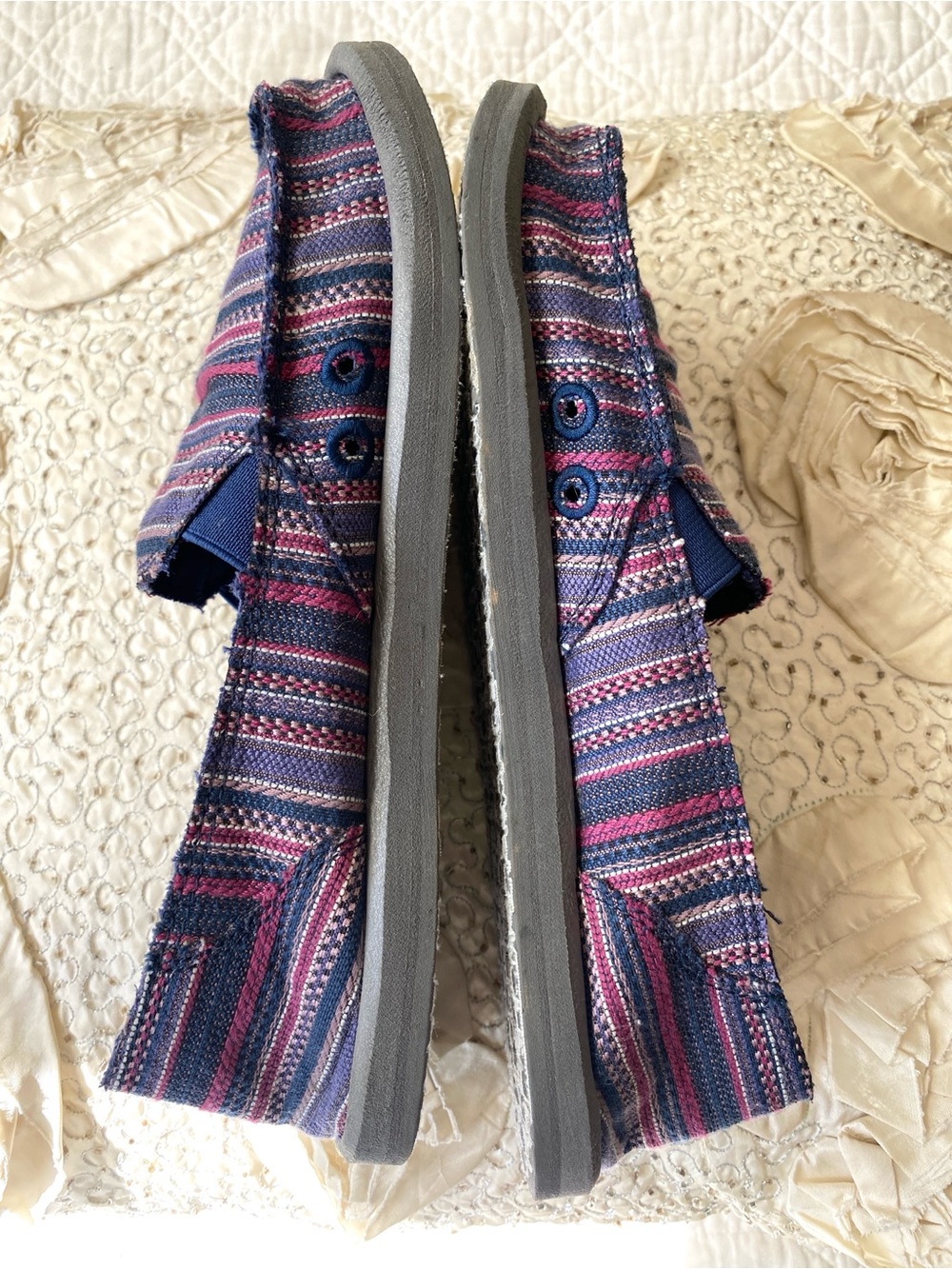 Sanuk Purple Multicolored Striped Donna Caroline Slip On Canvas Shoes Women Sz 7 - Picture 9 of 15